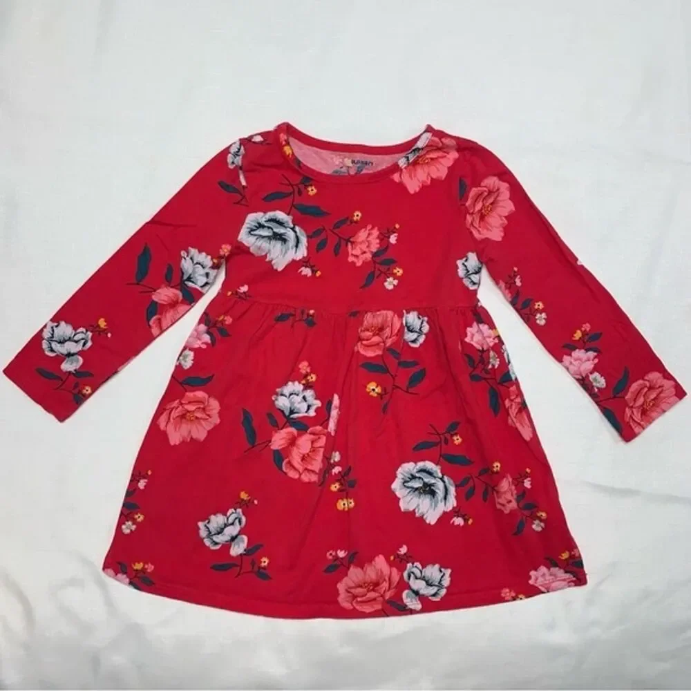 Girl’s Dress 5T Colorful Red Floral Pattern Fit & Flare Old Navy
